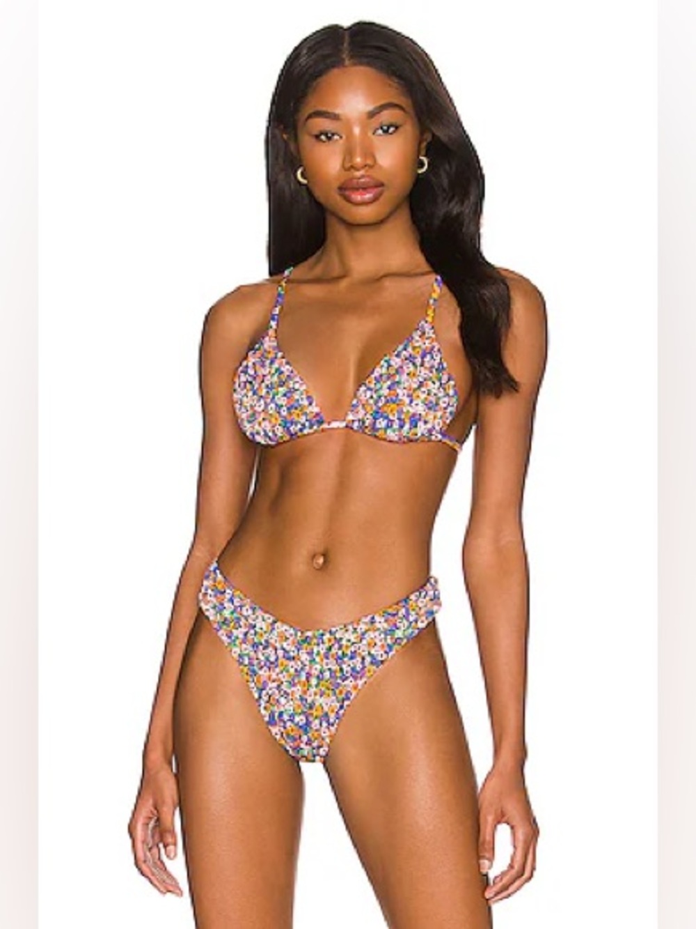 SET WeWoreWhat Delilah Bottoms & Cooper Top Micro Wildflowers Bright Green Multi